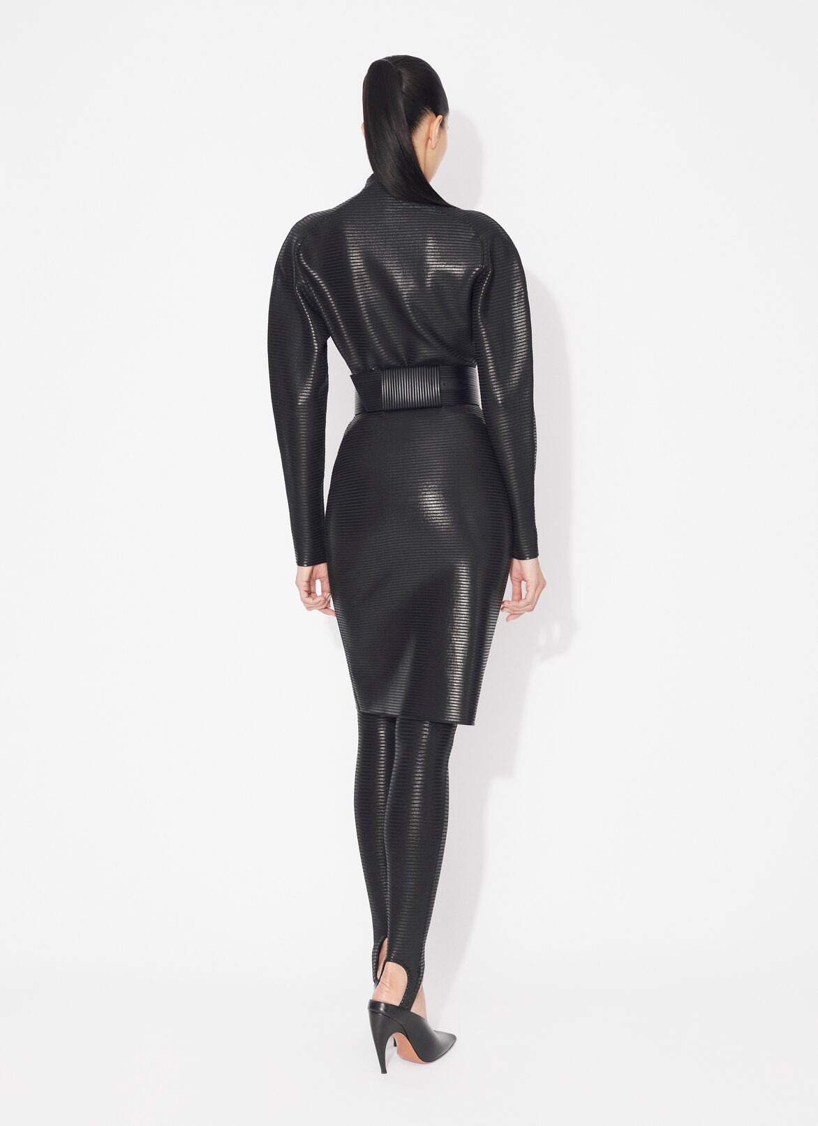 Coated pencil skirt ALAÏA BLACK COATED PENCIL SKIRT